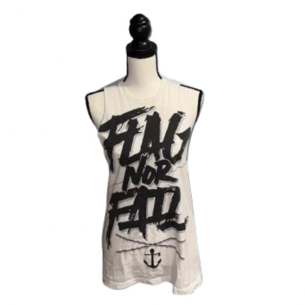 flag nor fail- sleeveless muscle tee with graphic design and bold text